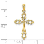 Load image into Gallery viewer, 14K Yellow Gold Cross Cut-Out With Heart Ends Charm Pendant
