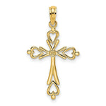 Load image into Gallery viewer, 14K Yellow Gold Cross Cut-Out With Heart Ends Charm Pendant
