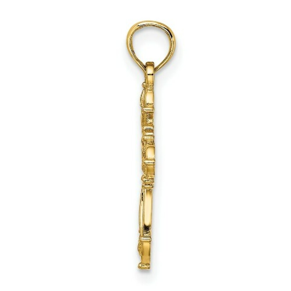 14K Yellow Gold Cut-Out Fancy Cross Charm Pendant