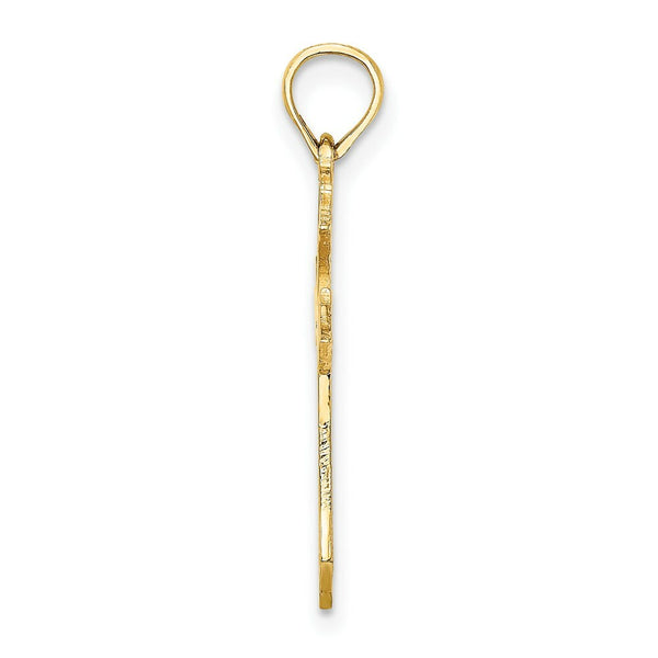 14K Yellow Gold Filigree Cross Charm Pendant