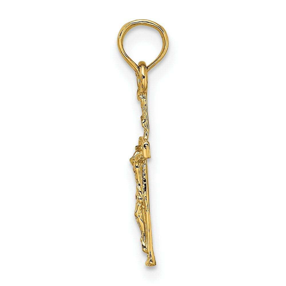 14K Yellow Gold 2-D Mini Crucifix Charm Pendant