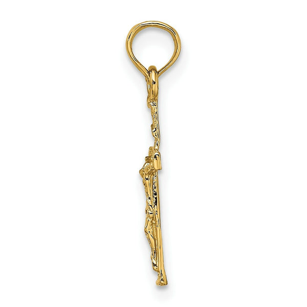 14K Yellow Gold 2-D Mini Crucifix Charm Pendant
