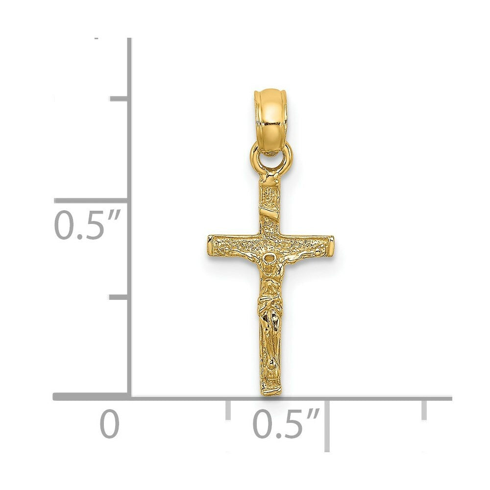 14K Yellow Gold 2-D Mini Crucifix Charm Pendant