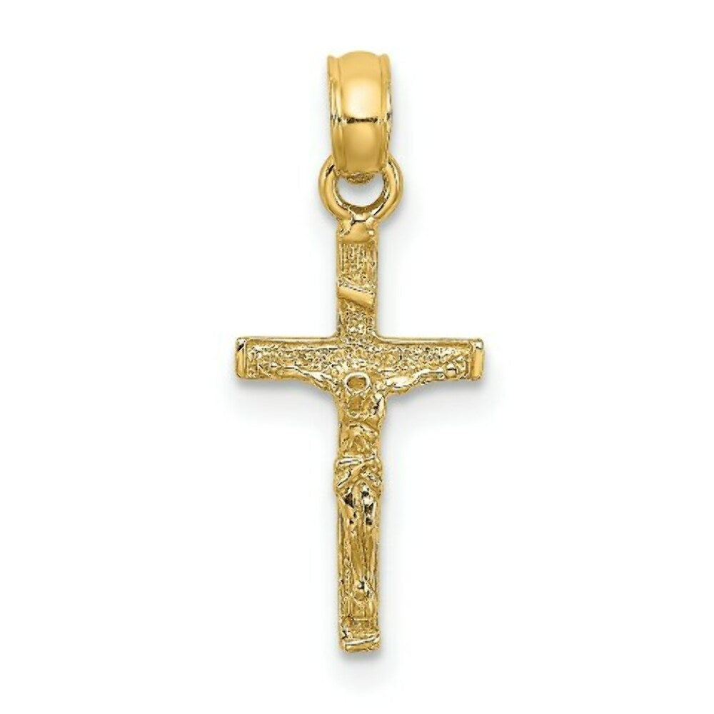14K Yellow Gold 2-D Mini Crucifix Charm Pendant