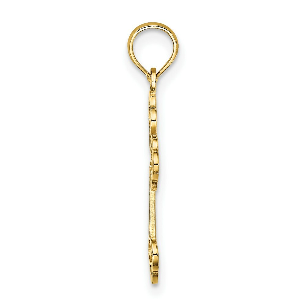14K Yellow Gold Arrow Tip Lace Center Cross Charm Pendant