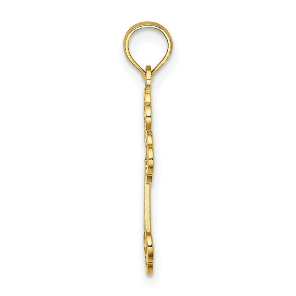14K Yellow Gold Arrow Tip Lace Center Cross Charm Pendant