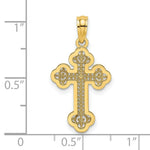 Load image into Gallery viewer, 14K Yellow Gold Arrow Tip Lace Center Cross Charm Pendant
