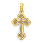 Load image into Gallery viewer, 14K Yellow Gold Arrow Tip Lace Center Cross Charm Pendant
