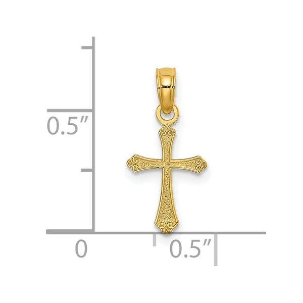 14K Yellow Gold Textured Mini Cross Charm Pendant