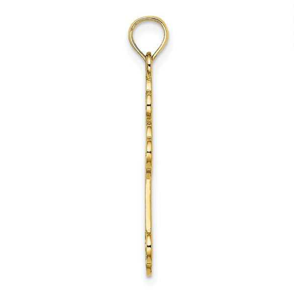 14K Yellow Gold Cut-Out Design Cross Charm Pendant