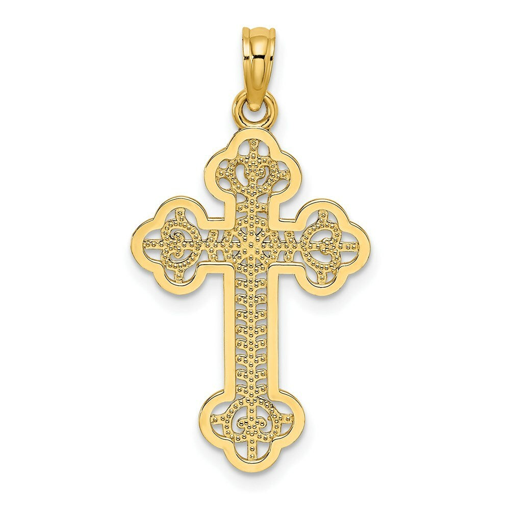 14K Yellow Gold Cut-Out Design Cross Charm Pendant