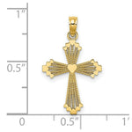 Load image into Gallery viewer, 14K Yellow Gold Cut-Out Stripes Cross With Heart Charm Pendant
