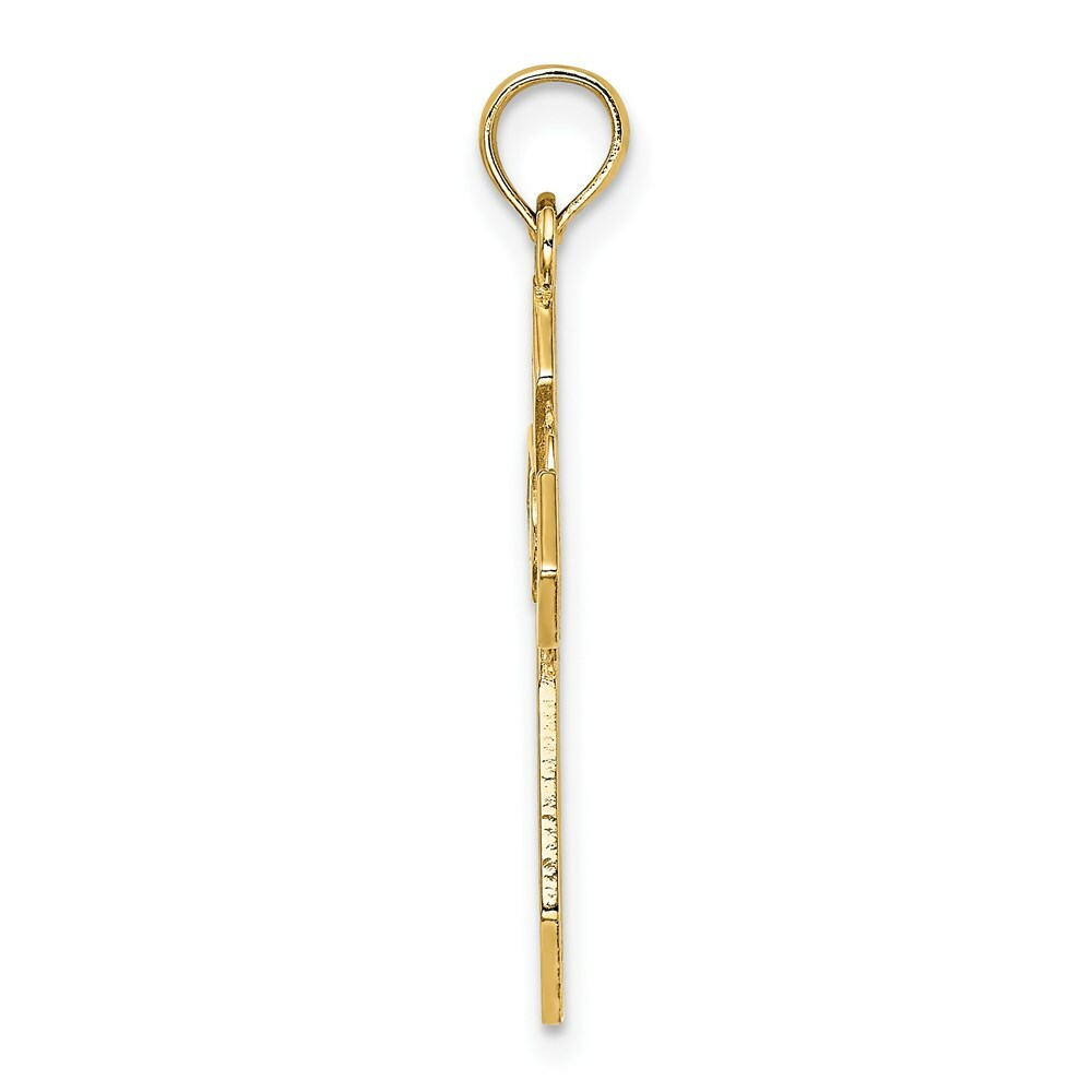14K Yellow Gold Polished and Lace Cross Charm Pendant