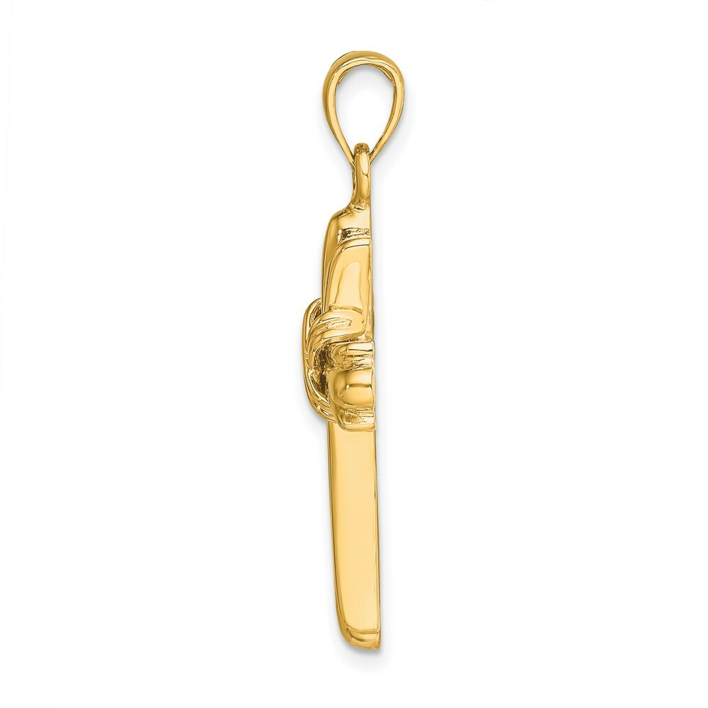 14K Yellow Gold Polished Cross With X Center Charm Pendant