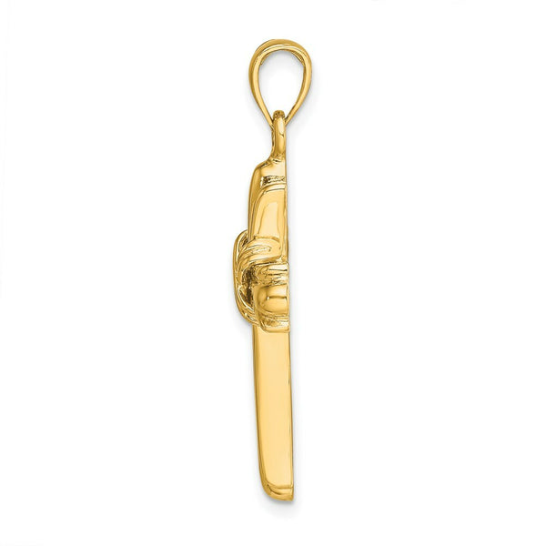 14K Yellow Gold Polished Cross With X Center Charm Pendant