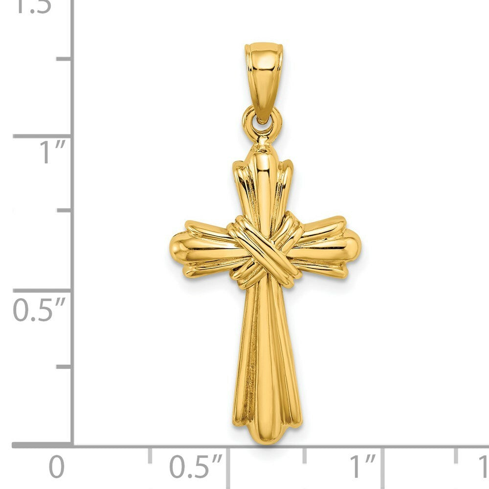 14K Yellow Gold Polished Cross With X Center Charm Pendant