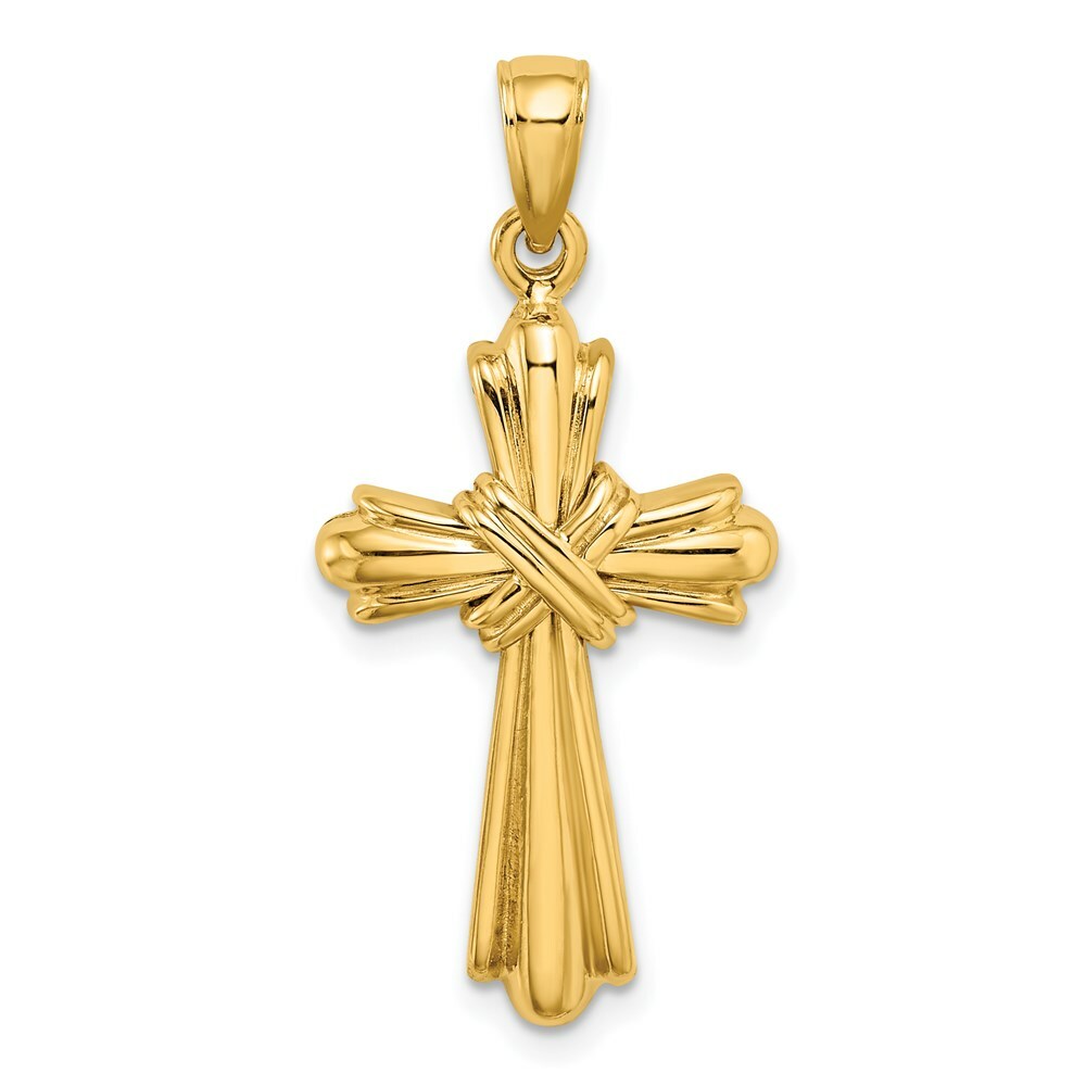 14K Yellow Gold Polished Cross With X Center Charm Pendant