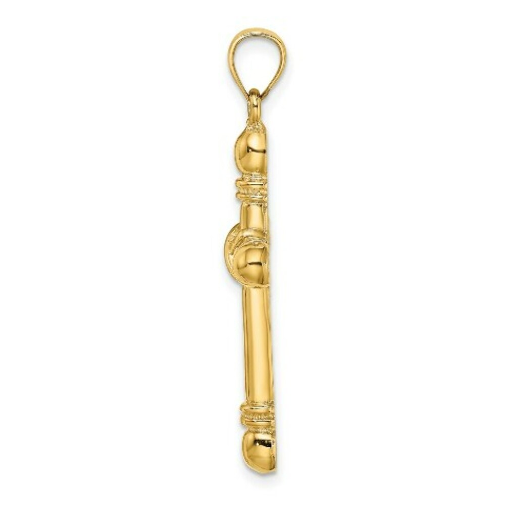 14K Yellow Gold Polished Cylinder Cross Charm Pendant