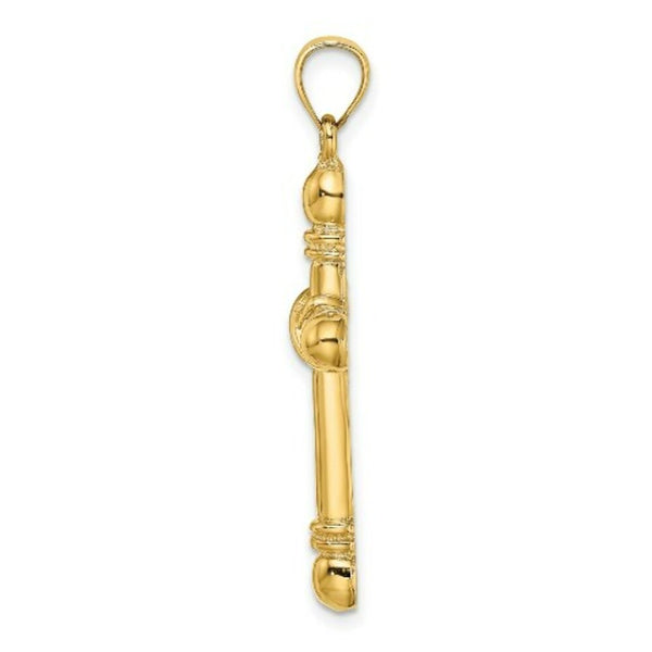 14K Yellow Gold Polished Cylinder Cross Charm Pendant
