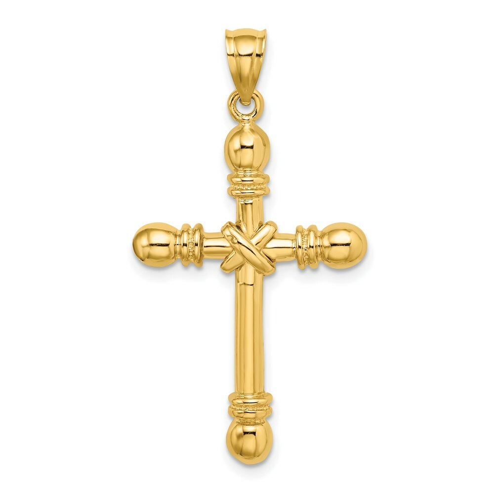 14K Yellow Gold Polished Cylinder Cross Charm Pendant