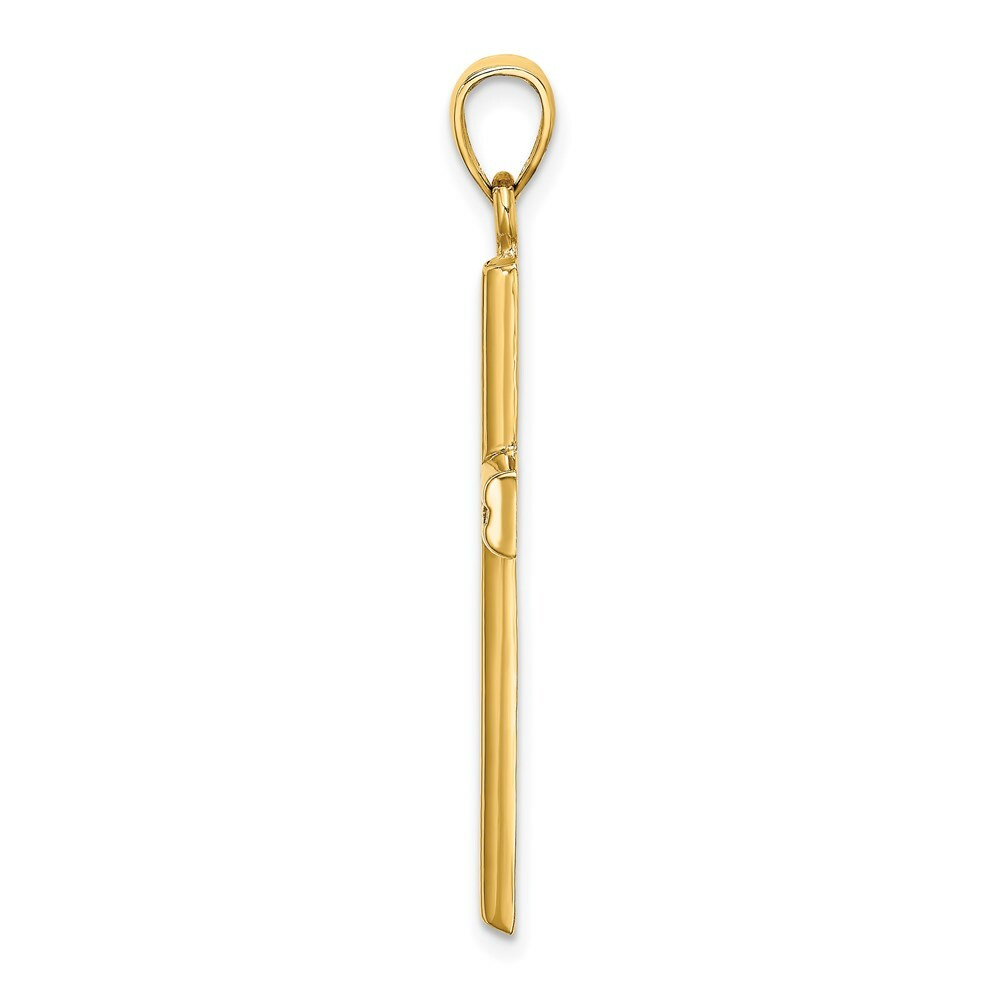 14K Yellow Gold Polished Beaded Cross Charm Pendant