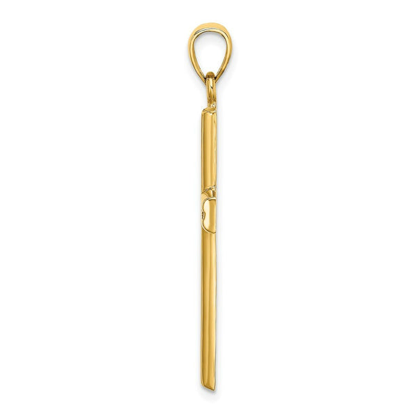 14K Yellow Gold Polished Beaded Cross Charm Pendant
