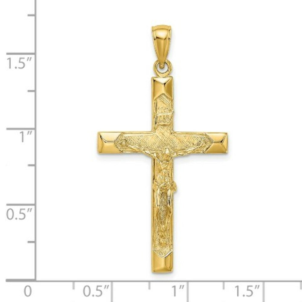 14K Yellow Gold Crucifix Charm Pendant