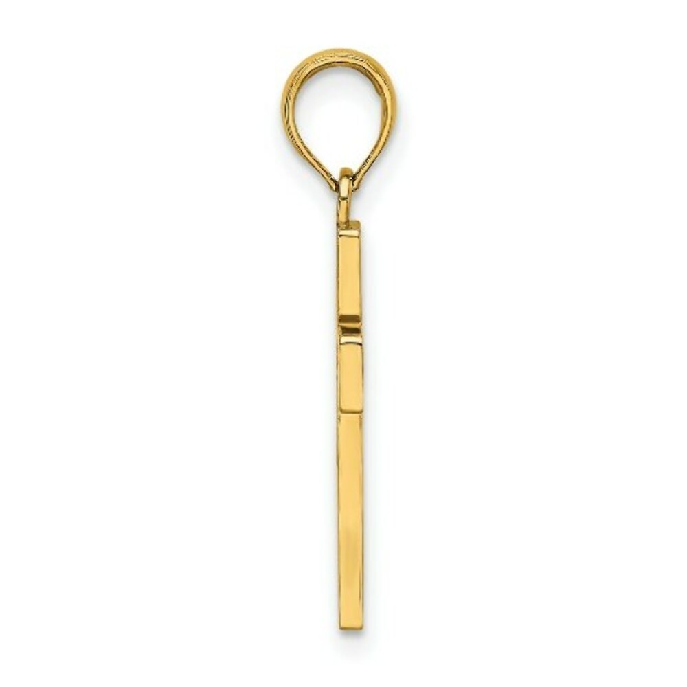 14K Yellow Gold Polished and Cut-Out Cross Charm Pendant