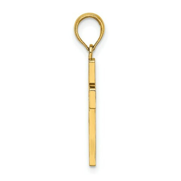 14K Yellow Gold Polished and Cut-Out Cross Charm Pendant