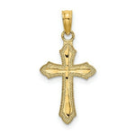 Load image into Gallery viewer, 14K Yellow Gold Diamond-cut With Beaded Edge Cross Charm Pendant
