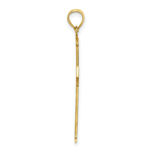 14K Yellow Gold ARROW TIP Cross With Cross ACCENTS Charm Pendant