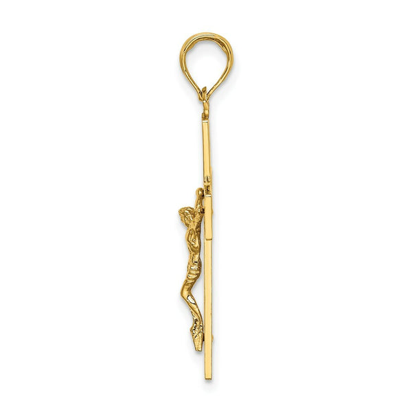 14K Yellow Gold Cut-Out Heart I Love JESUS Crucifix Charm Pendant