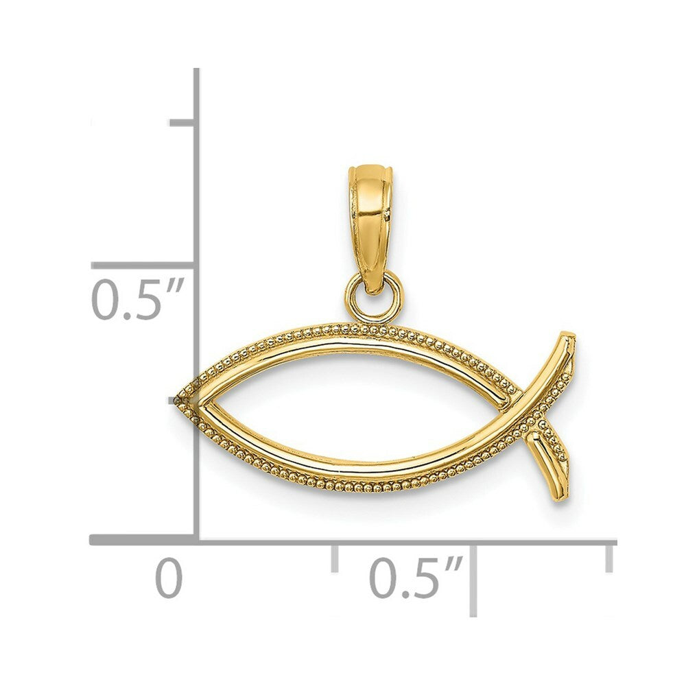 14K Yellow Gold Ichthus Charm Pendant