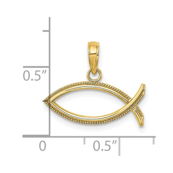 14K Yellow Gold Ichthus Charm Pendant