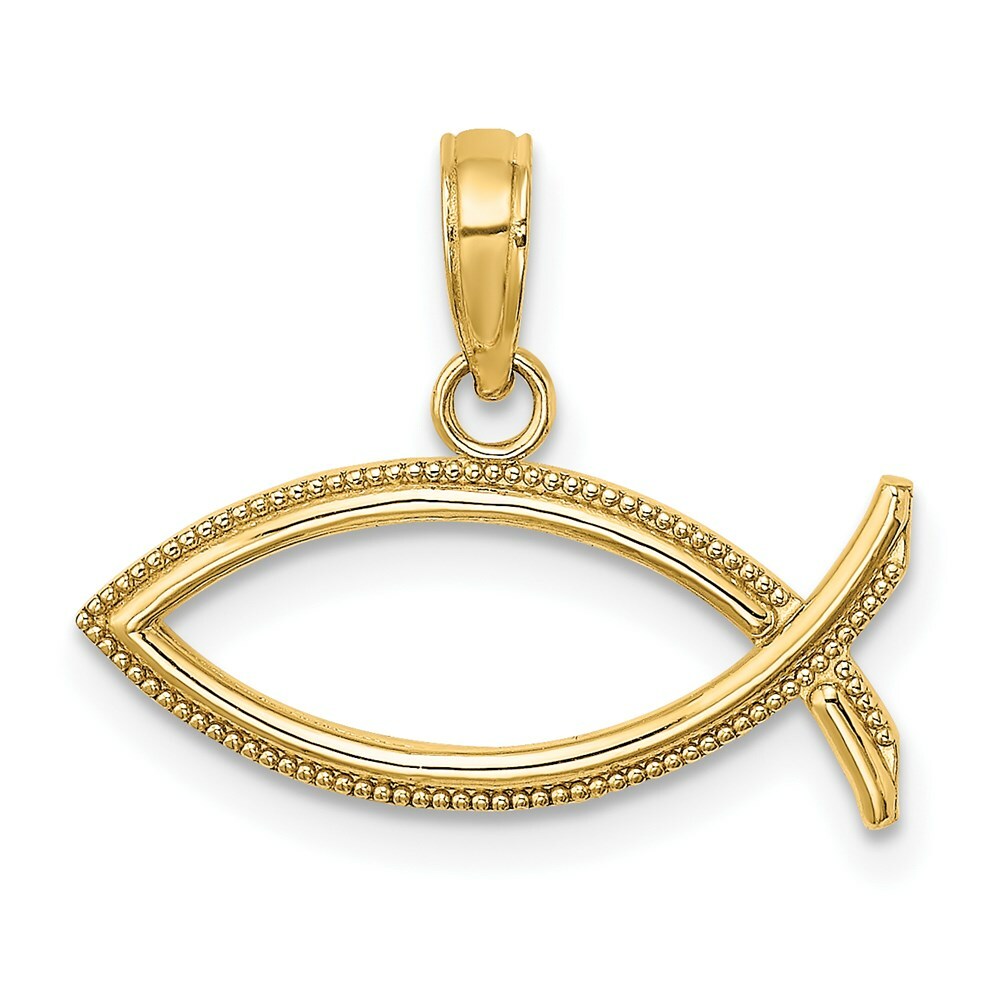 14K Yellow Gold Ichthus Charm Pendant