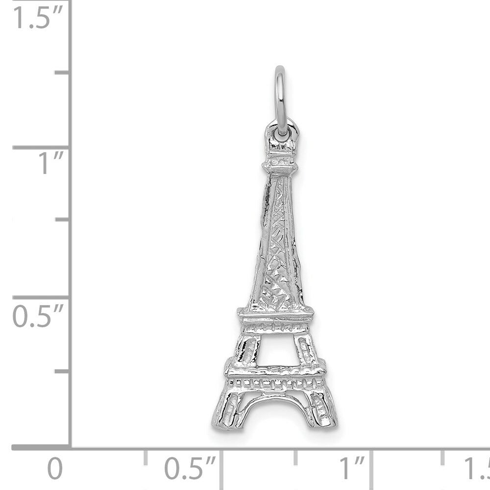 14K White Gold Solid Polished Eiffel Tower Charm