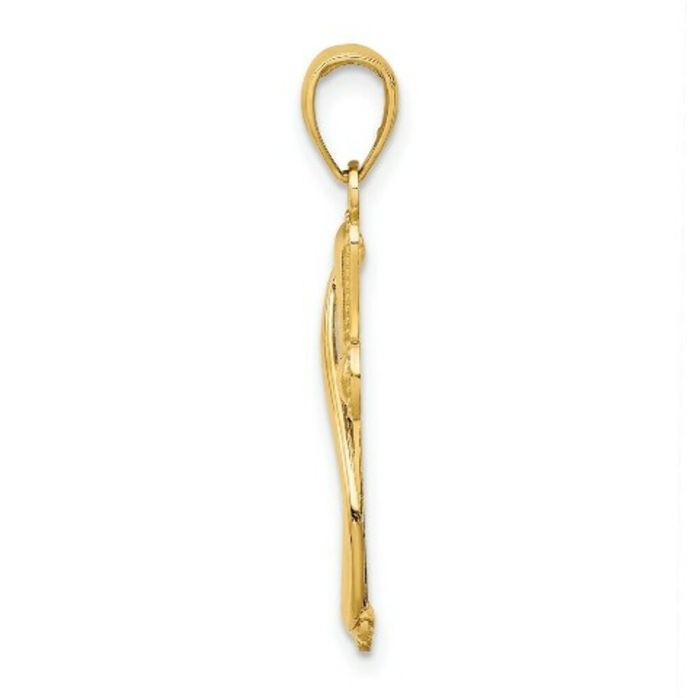 14K Yellow Gold Cross With DRAPE Charm Pendant