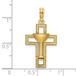 Load image into Gallery viewer, 14K Yellow Gold Polished Cross With COMMUNION CUP Charm Pendant
