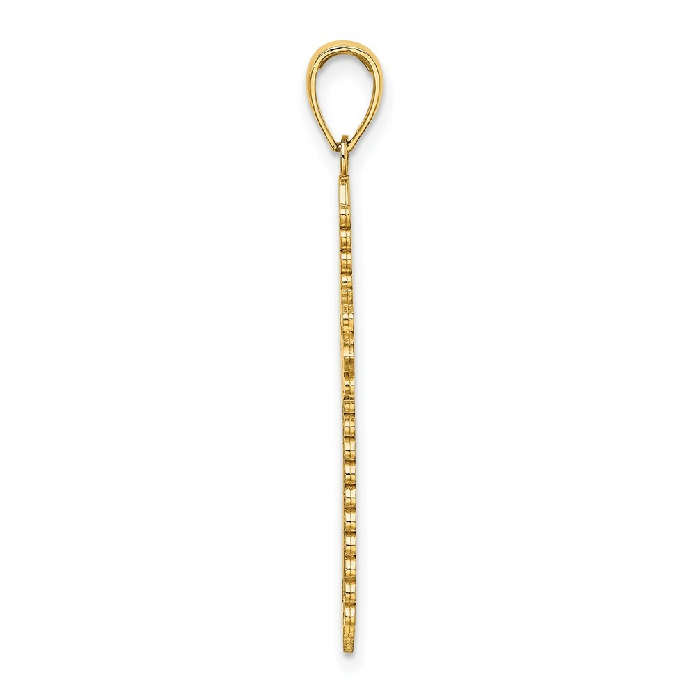 14K Yellow Gold With Lace Border Cross Charm Pendant