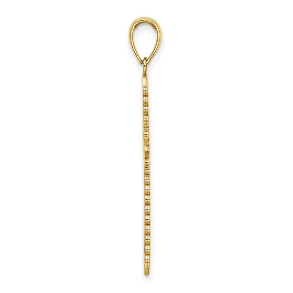 14K Yellow Gold With Lace Border Cross Charm Pendant