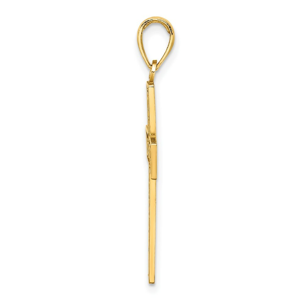 14K Yellow Gold I Love JESUS Cross With Hearts Charm Pendant