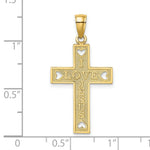 Load image into Gallery viewer, 14K Yellow Gold I Love JESUS Cross With Hearts Charm Pendant
