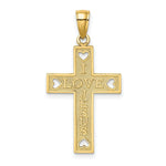 Load image into Gallery viewer, 14K Yellow Gold I Love JESUS Cross With Hearts Charm Pendant
