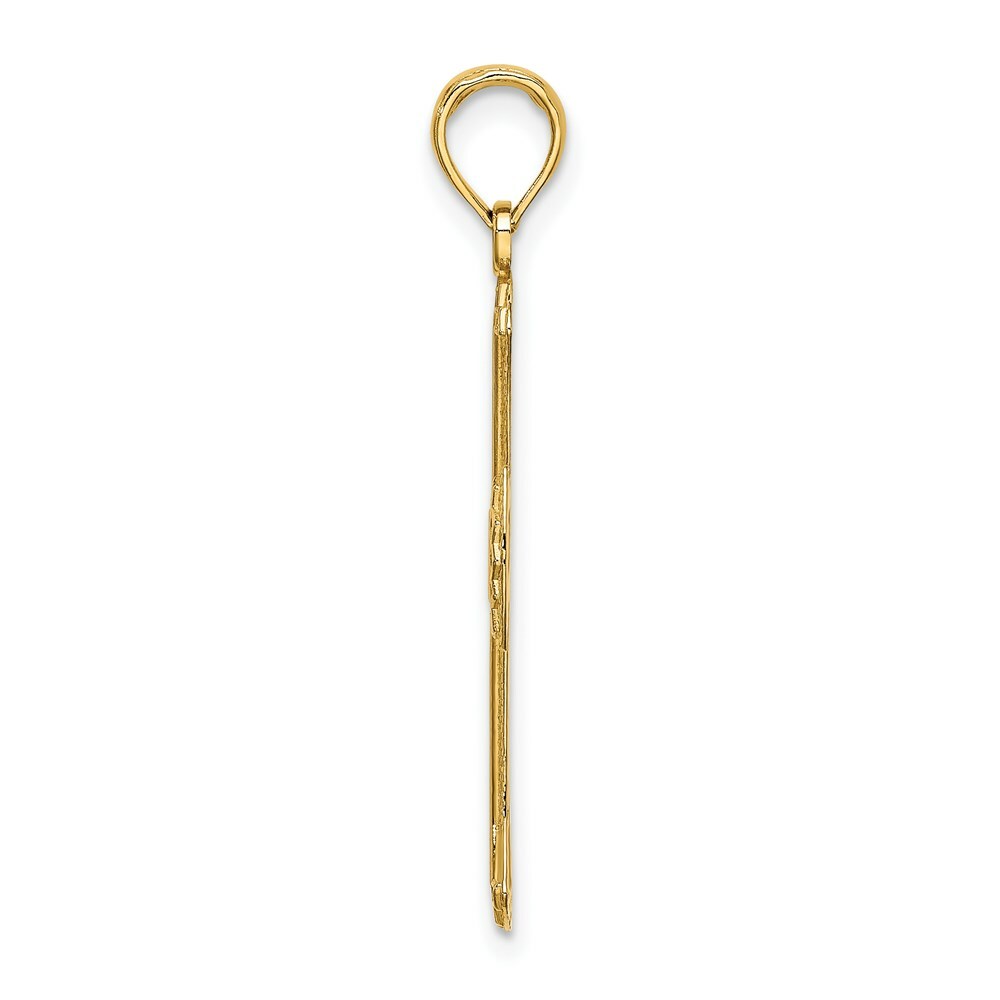 14K Yellow Gold Textured and Cut-Out Cross Charm Pendant