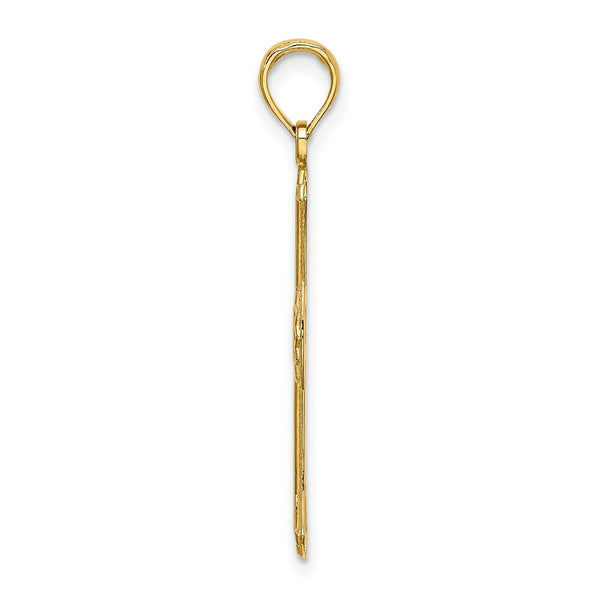 14K Yellow Gold Textured and Cut-Out Cross Charm Pendant