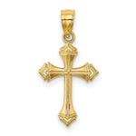 Load image into Gallery viewer, 14K Yellow Gold Textured With Arrow Ends Cross Charm Pendant

