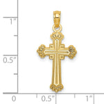 Load image into Gallery viewer, 14K Yellow Gold Textured Leaves On Edges Cross Charm Pendant
