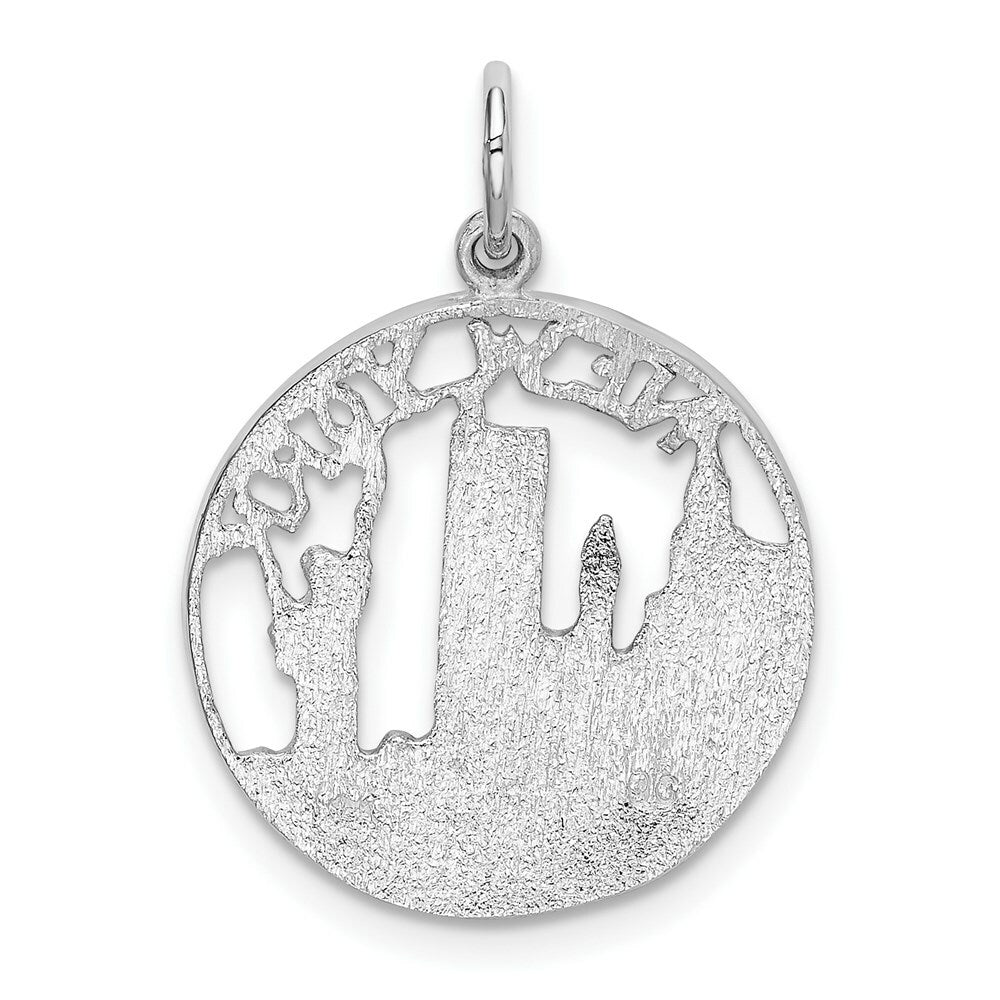 14K White Gold Solid Polished New York City in Disc Charm