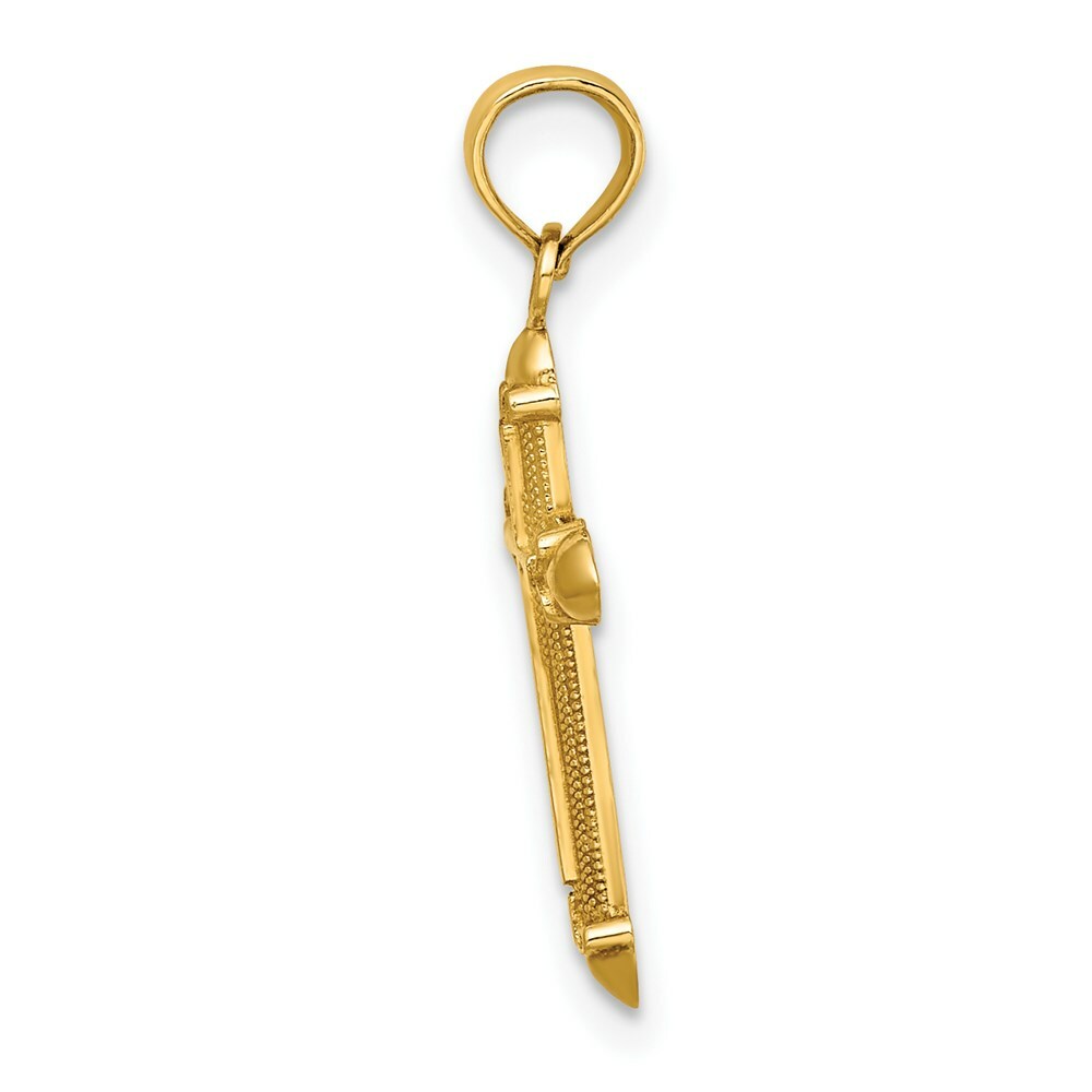 14K Yellow Gold Polished With Scroll Design Cross Charm Pendant