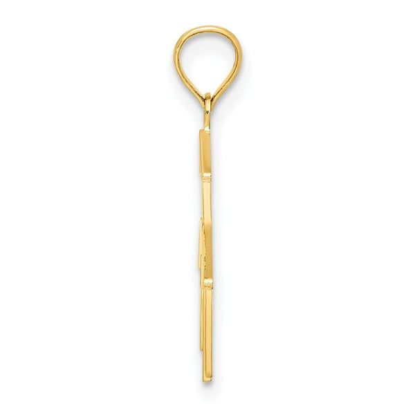 14K Yellow Gold Church With Cross On Door Charm Pendant